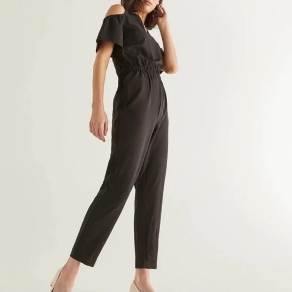 Reitmans | Cold Shoulder V Neck Jumpsuit in Black Large